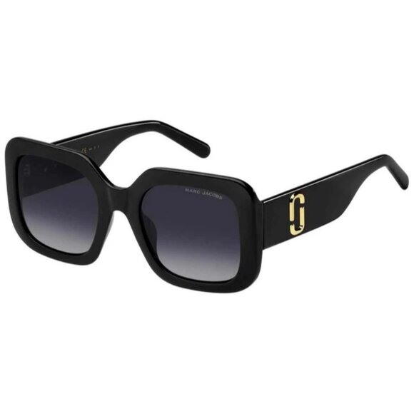 A-45. Marc Jacobs Sunglasses Polarized Wide Temple Square Butterfly Black Grey - Picture 1 of 1